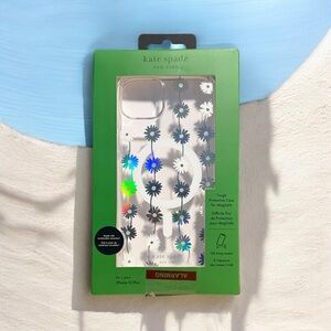 kate spade Clear iPhone Case with Holographic Blue, Green & White Daisies